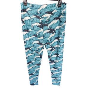 LuLaRoe Leggings The Great Wave Ocean Dolphins Tall & Curvy